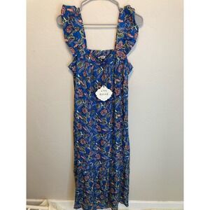 SOLD Knox  Rose Flutter Sleeve Blue Floral Off the Coast Maxi Dress NEW Size Med